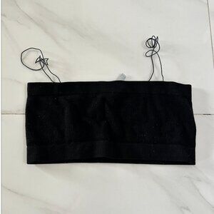Black Essentials Bandeau Skinny Strap Top